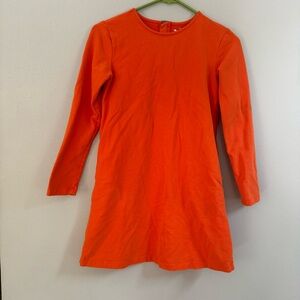 Primary Girls Orange Long Sleeve Sweatshirt Dress with Pockets Size 12